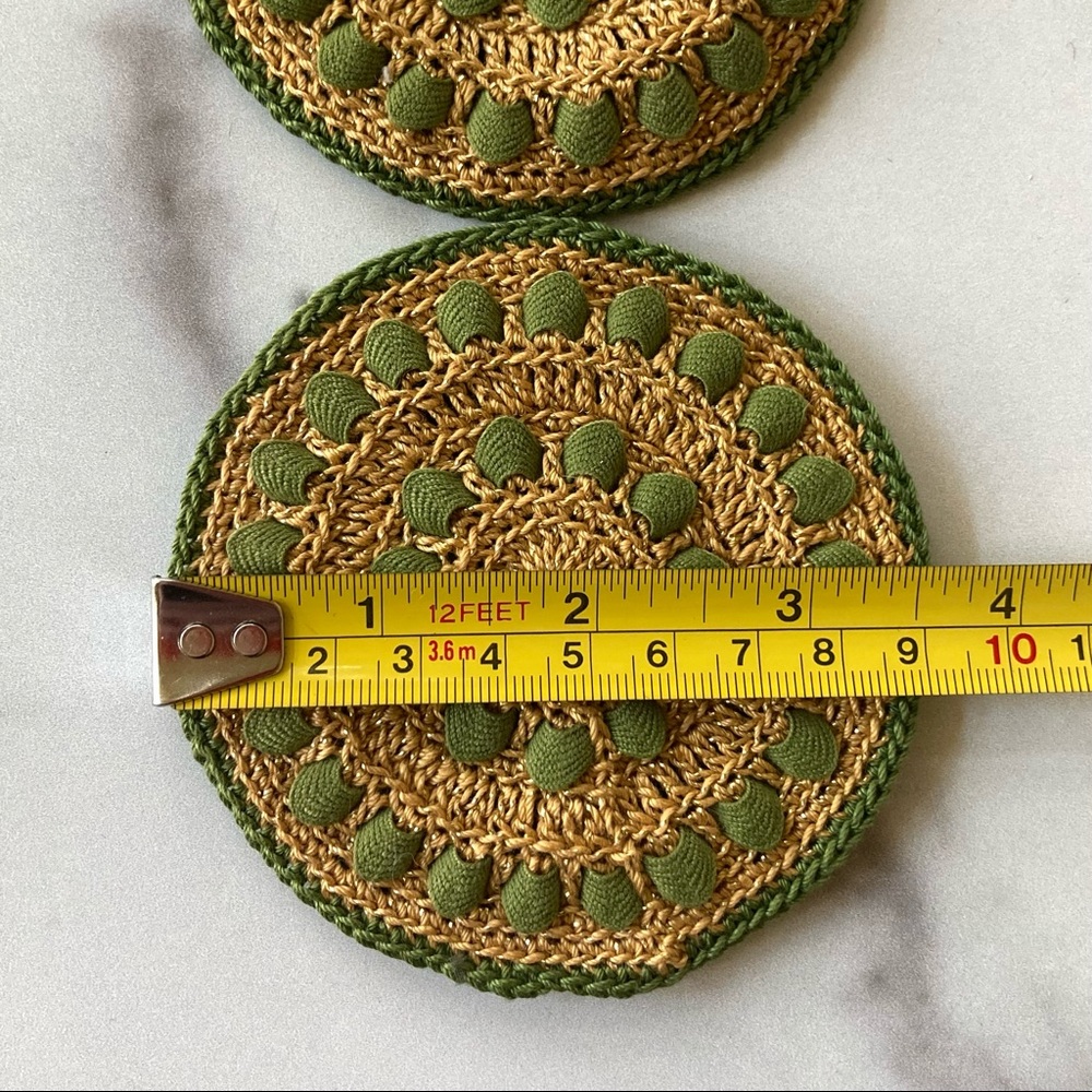 Vintage Belgian Set of 2 Crochet Knit Coasters - Picture 3 of 3